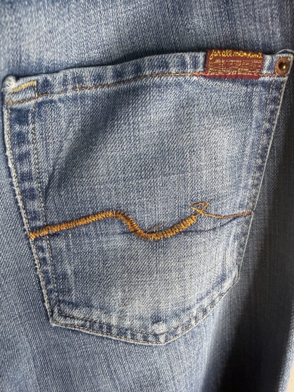 7 For All Mankind Jeans Size 32 Medium Wash Straight Leg Premium Denim - Picture 7 of 14